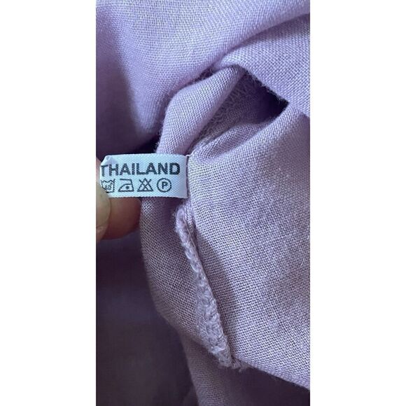 Women's light cotton tunic blouse  short sleeves pink V-neck Size L - Picture 5 of 7